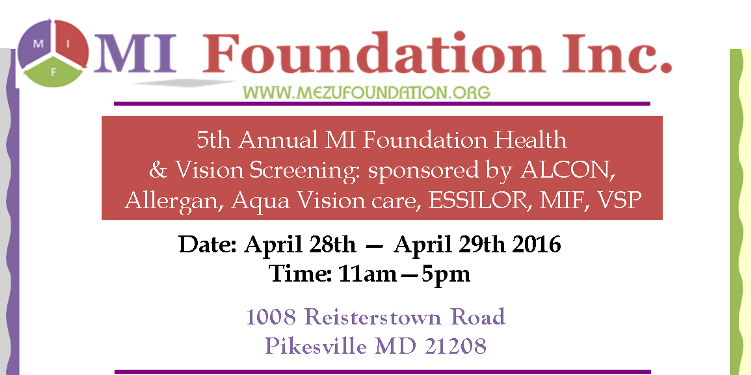 2016 MIF Vision & Health Fair – Baltimore, MD USA